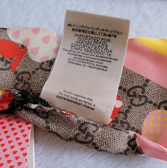 Authentic Gucci Les Pommes GG Apples silk Neck bow Twilly Scarf  multicolor - Picture 6 of 16